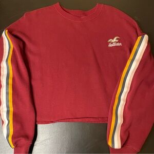 Hollister Y2K maroon and striped Boxy Crop Sweatshirt